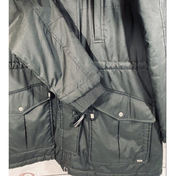 Levis Mens Puffy Long Car Coat Black Full Zip Mens Size XL Jacket Warm Pockets - Picture 11 of 12